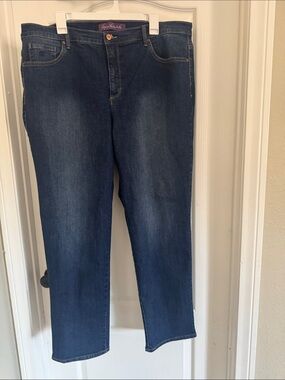 Gloria Vanderbilt Dark Indigo Denim Jeans with Brass Button